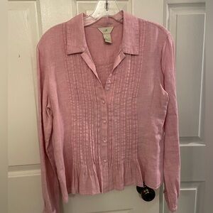 J Jill pink linen long sleeve shirt. Size S